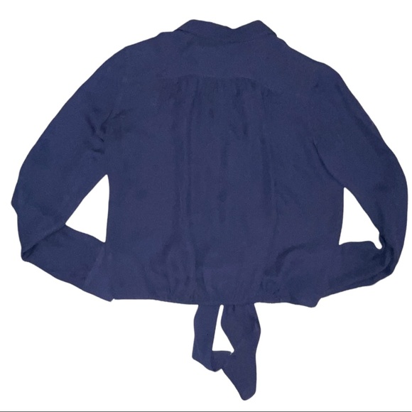 Theory Navy Women’s Silk Orencia Tie Front Blouse Size Small - Picture 4 of 6